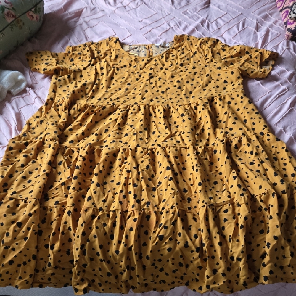 Terra & Sky Mustard Polka Dot Kids Dress